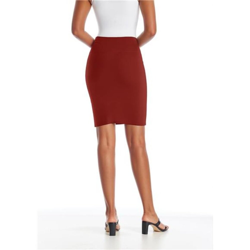 Women's Pencil Skirt Premium Ponte Basic Solid Stretch Above - Picture 3 of 6